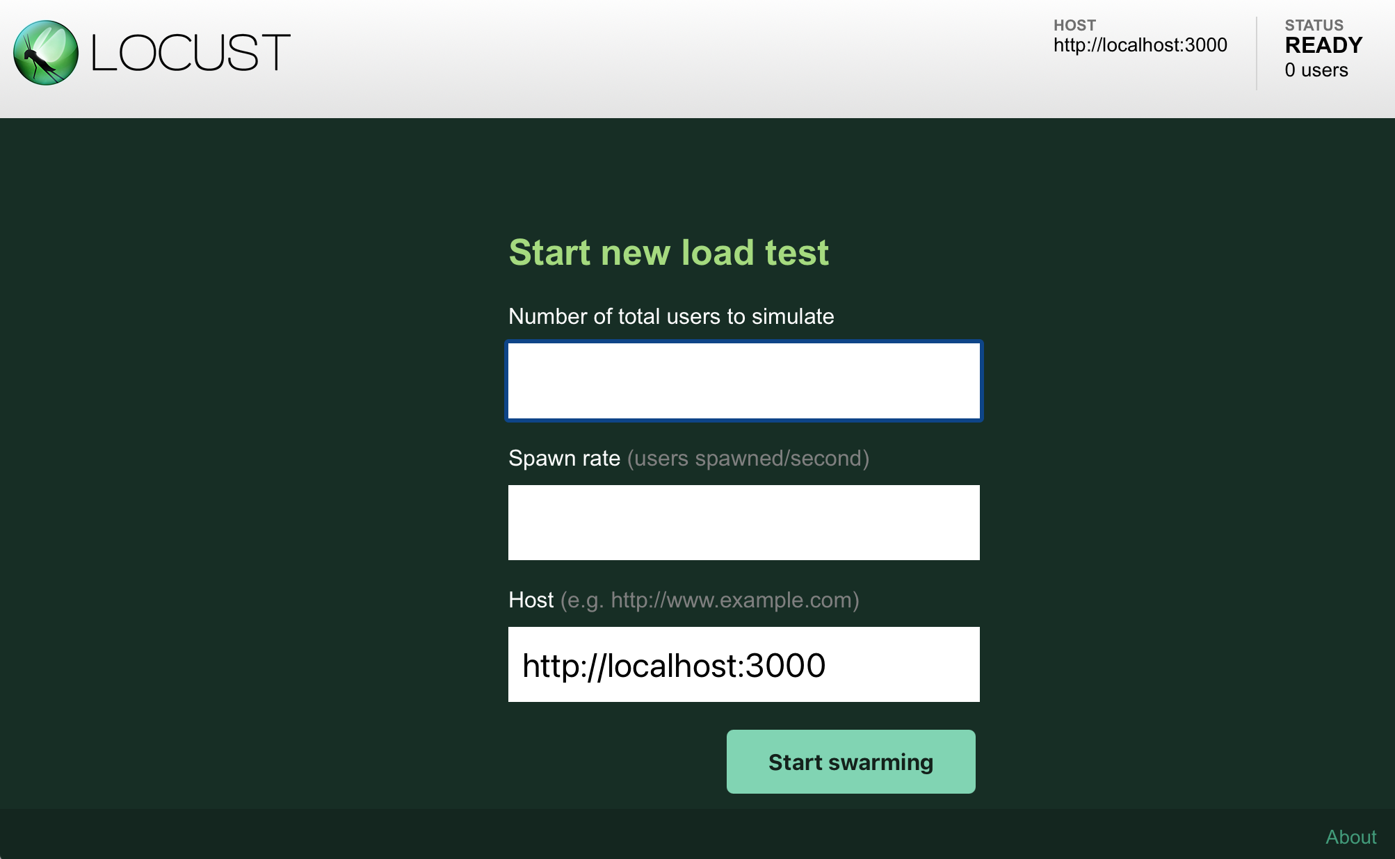 Locust Start UI